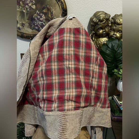 LONGABERGER Homestead Tan Metallic Snakeskin Zip Up Blazer Jacket Sz S - Picture 10 of 12